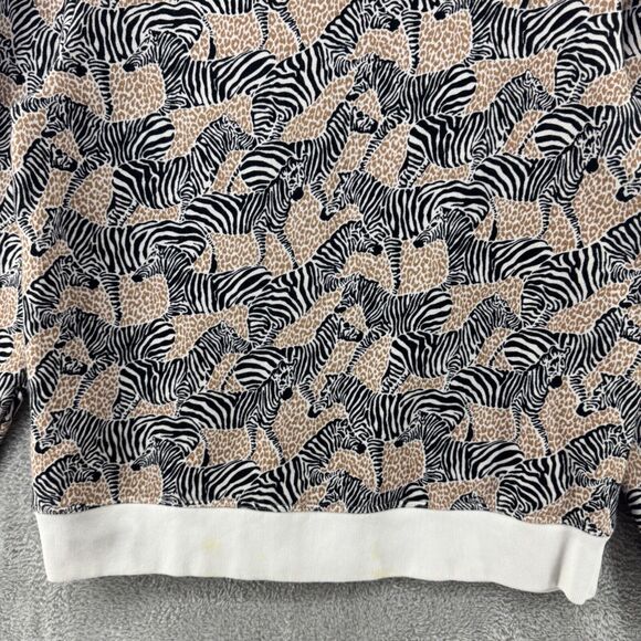 J Crew Sweater Womens S Brown Zebras Novelty Print Terry Crew Neck Long Sleeve - Picture 8 of 15